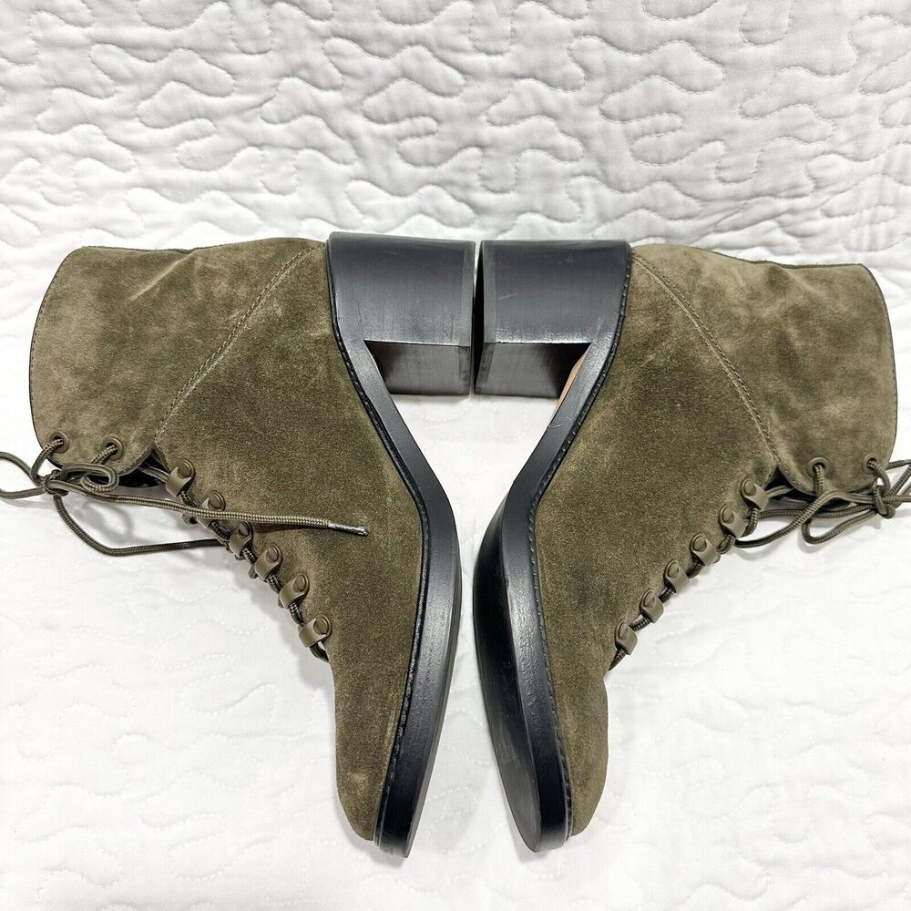 VINCE Falco Green Suede Padded Hiking Combat Military Boots Leather Heel Sz 9.5 - Picture 4 of 8